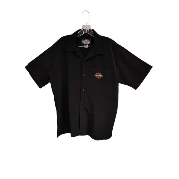Men's Harley Davidson Button Down Flame Fire Black Button Down Size Medium - Picture 1 of 7